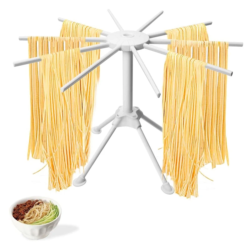 Compact Easy to Store Quick Installation Foldable Pasta Drying Rack Pasta Drying Rack with 10 bar Household Noodle Dryer Yellow