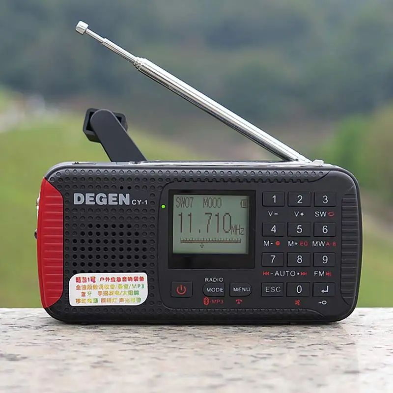 Rádio de Emergência Rádio de Ondas Gravador de Rádio Degen sw Dínamo Despertador Solar Curtas Lcd Sos Bluetooth Mp3 Portátil Cy-1 fm - mw - Image 3