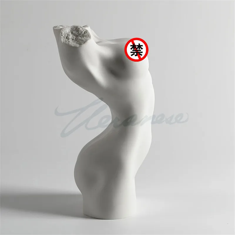 Simple Modern Creative Matt Glaze Naked Lady Figure Art Sculpture Art Nude Girl Chest Statue Ceramic Craft Home Decoration R3102