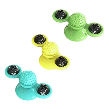 

Windmill Cat Toy with Led Ball and Catnip Ball, Cat Turntable Teasing Interactive Toy
