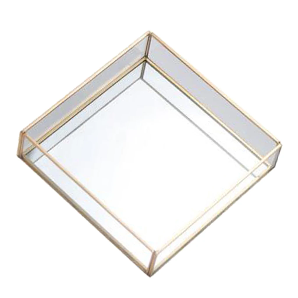 

Modern Clear Glass & Brass Edge Display Box/ Decorative Jewelry Storage Organizer - Terrariums for Plants