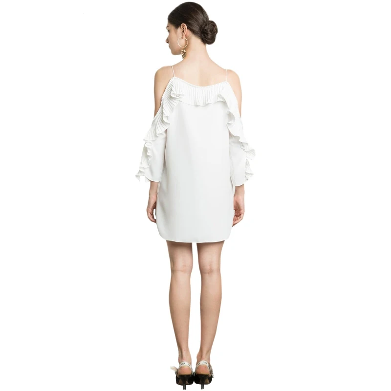 HDY Haoduoyi Брендовое женское платье Vintange Белое Женское платье три четверти Vestidos с открытыми плечами сексуальное мини-платье с оборками и вырезом лодочкой