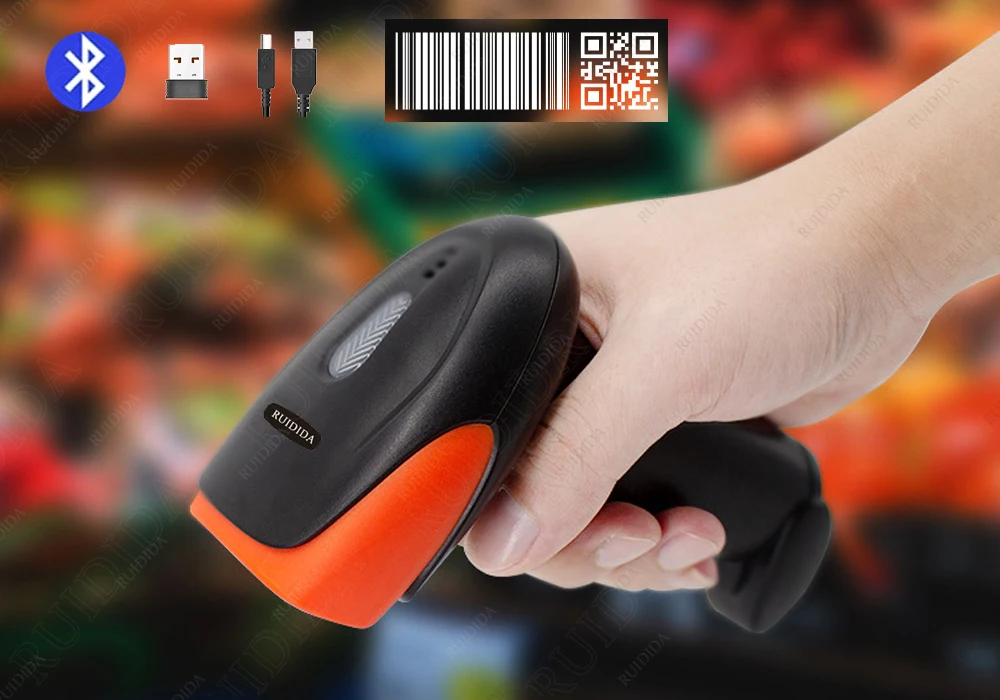 1D 2D QR Code PDF417 Reader Handheld Wireless Barcode Scanner Wired Portable Bluetooth Barcod Scanner for Store Logistic