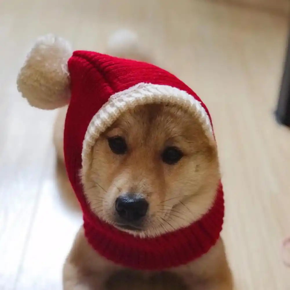 Warm Lovely Dog Santa Hat Winter Pet Christmas Dog Hat For Shiba Inu French Bulldog Teddy Bichon Golden Christmas Accessories