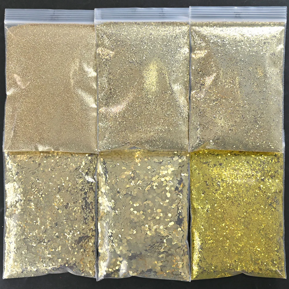 6 Bag/Set Holographic Laser Nail Art Glitter 3D Ultra-thin Chunky Mixed Gradient Sequins Gold Silver Sparkly Flakes Slices YK#21 | Красота и
