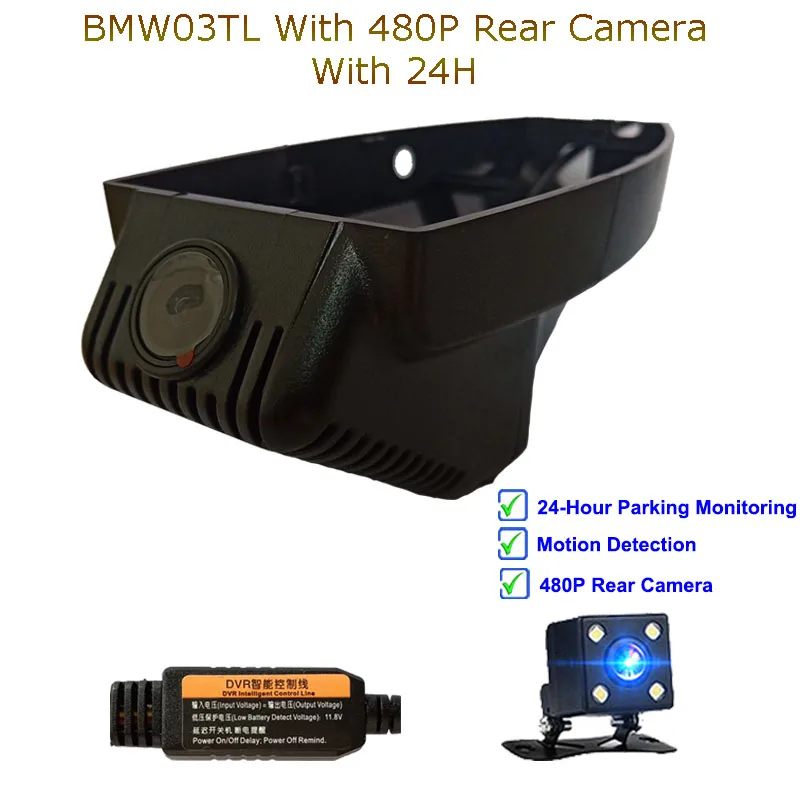 Jabriel Скрытая 1080P dash cam Автомобильная камера для BMW 320i E90 E91 E92 F30 F31 G20 E87 F20 F10 g30 X1 E84 F48 X3 F25 G01 X5 F15 G05 - Название цвета: F1080P Rear 480P 24H
