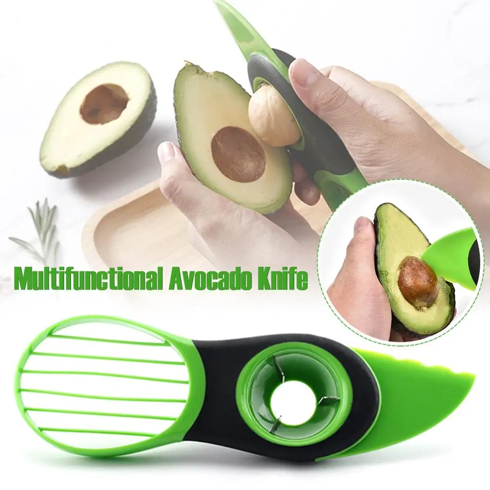 

Multi-function 3-in-1 Avocado Slicer Shea Corer Butter Peeler Fruit Cutter Pulp Separator Plastic Knife Kitchen Vegetable Tools