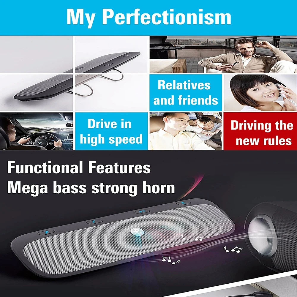 

Multifunctional BT3.0 Wireless Car Hands-free Multipoint Handsfree Speakerphone Speaker Kit