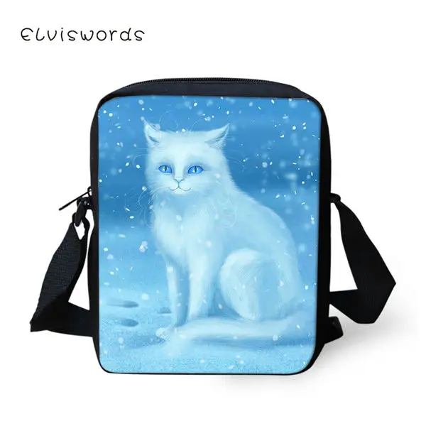 CDWX4063E ELVISWORDS модные женские сумки-мессенджеры Kawaii кошки шаблон девушки крест тела сумки мультфильм животных принты Путешествия Мини кошельки - Цвет: CDWX4063E