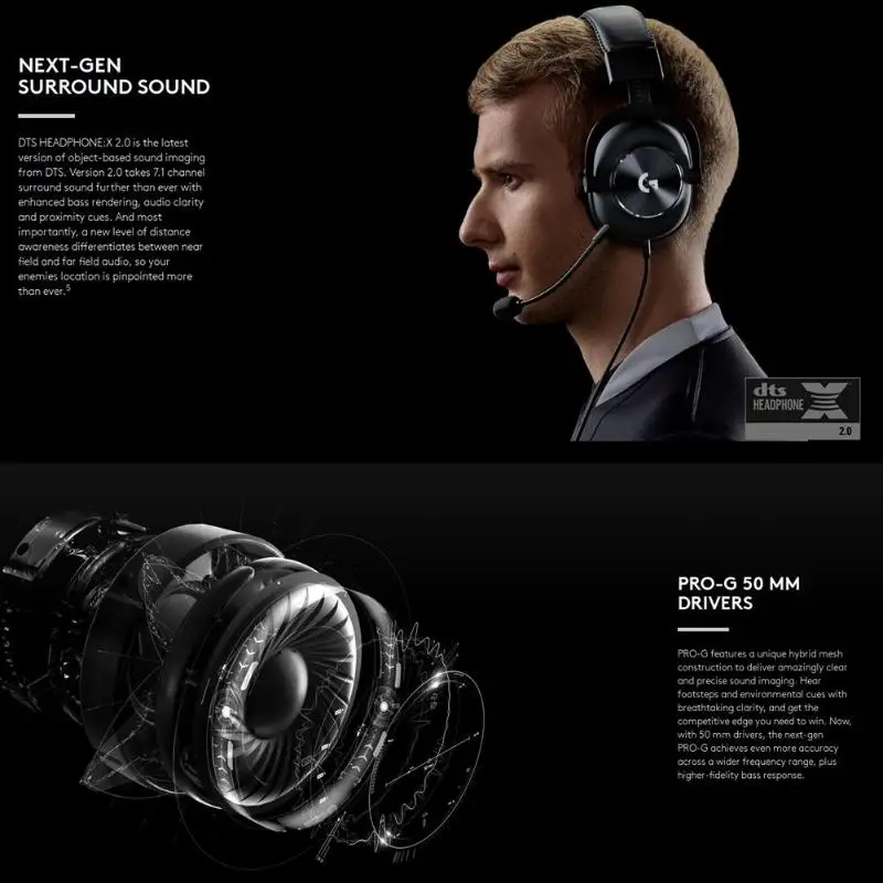 Logitech G Pro X USB Проводная игровая гарнитура с микрофоном синий голос 7,1 канальный объемный звук через наушники-вкладыши наушники со съемным микрофон