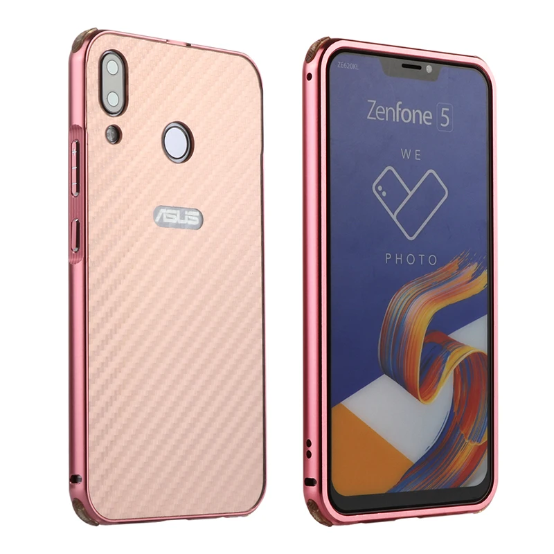 Роскошный бампер с металлической рамкой для ASUS Zenfone 5Z ZS620KL, ударопрочный акриловый чехол из углеродного волокна Для Zenfone 5 ZE620KL - Цвет: Rose Gold