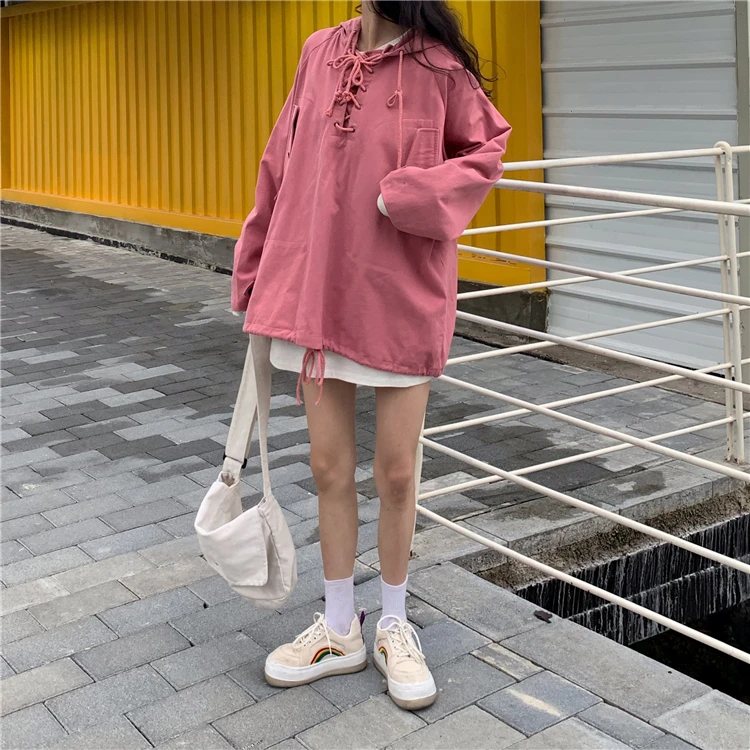 Женская толстовка, осень, harajuku, одежда для пробежек, панк, толстовка с длинным рукавом, топы с капюшоном, повседневные, для друзей, розовые, негабаритные толстовки
