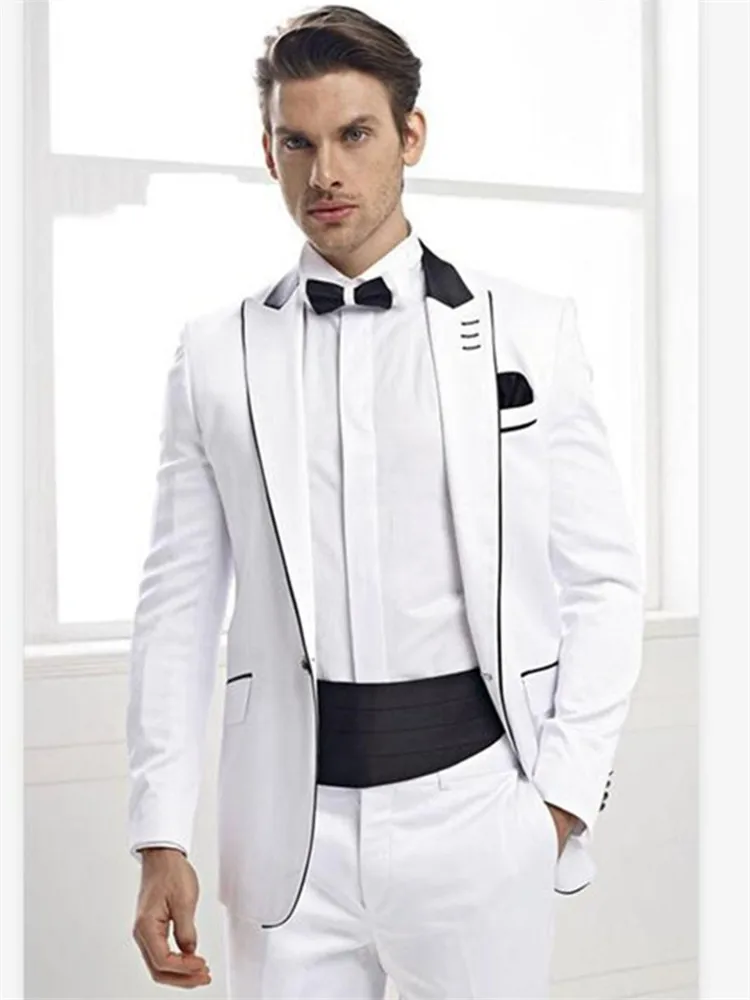 New Men’s Suit Smolking Noivo Terno Slim Fit Easculino Evening Suits For Men White Wedding Bridegroom Tuxedos Groomsmen Business
