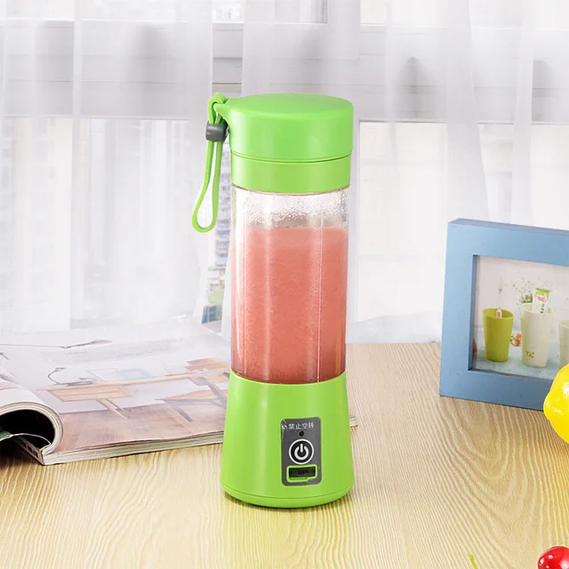 Portable Blender 380ML Juicer Cup USB Rechargeable Electric Automatic Vegetable Fruit Citrus Orange Juice Maker Cup Mixer Bottle - Цвет: Зеленый