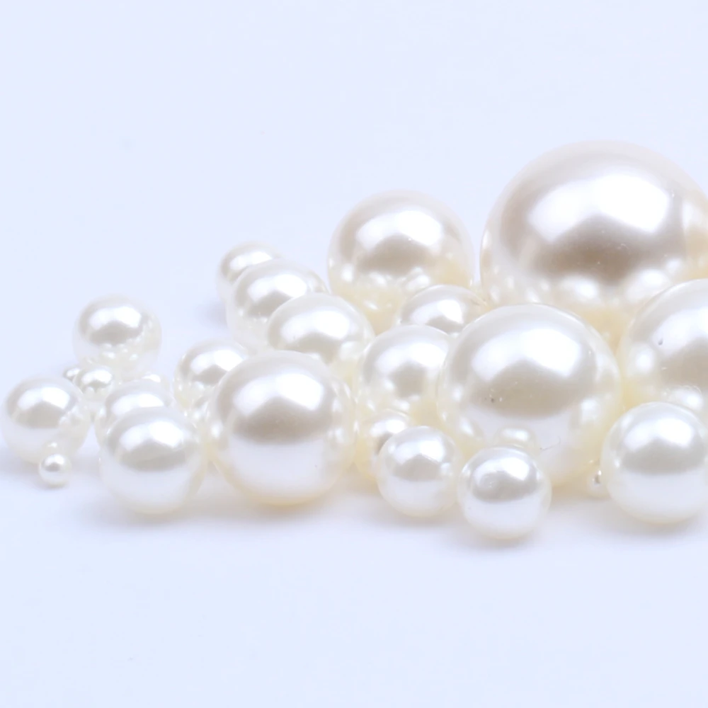 

1.5-18mm Ivory/White Pearls High Shine No Hole Beads For Craft Art Round Imitation Resin Pearls Many Sizes DIY Crafts