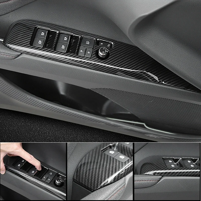 Углеродное волокно стеклоподъемник кнопка включения панель Накладка для Toyota Camry