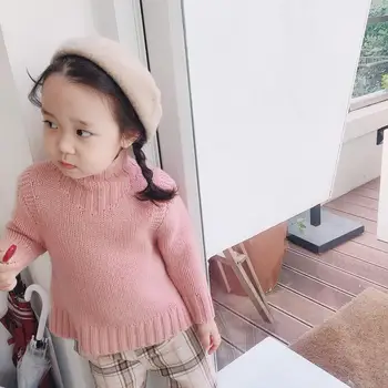 

Girl's sweater sweet pink cashmere sweater comfortable&soft high quality wool tops kids casual sweater fall winter clothes