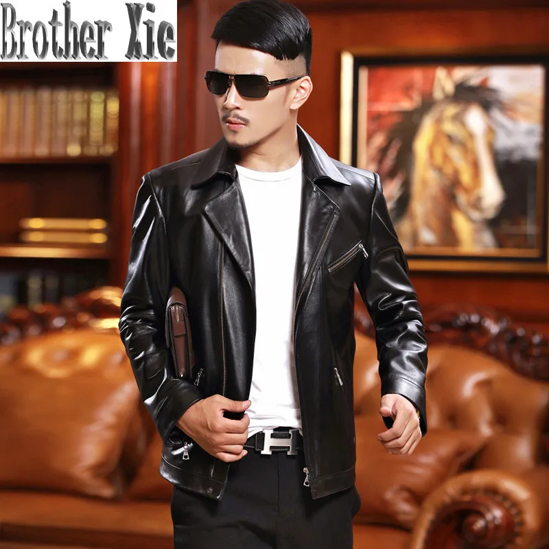 

Men Sheepskin Coat Spring Autumn Genuine Leather Jacket Men Motorcycle Jackets Men Cuero Genuino L14C661 YY267