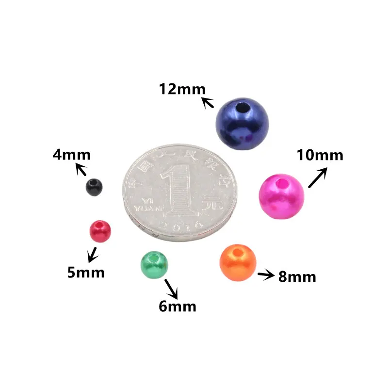 4/6/8/10/12mm Straight Hole Acrylic ABS Imitation Pearl Colorful Round Loose Beads For DIY Handmade Craft Accessories Material