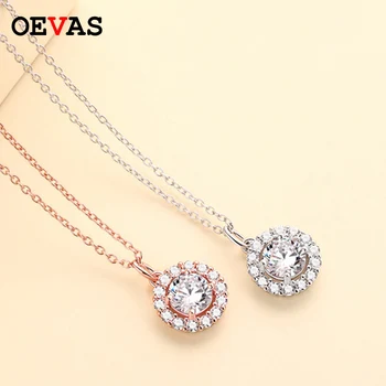 

Solid 925 Sterling Silver Pendants Necklace For Women Rose Gold color AAA CZ Circle Pendant Girls Gift Fine Jewelry dropshipping