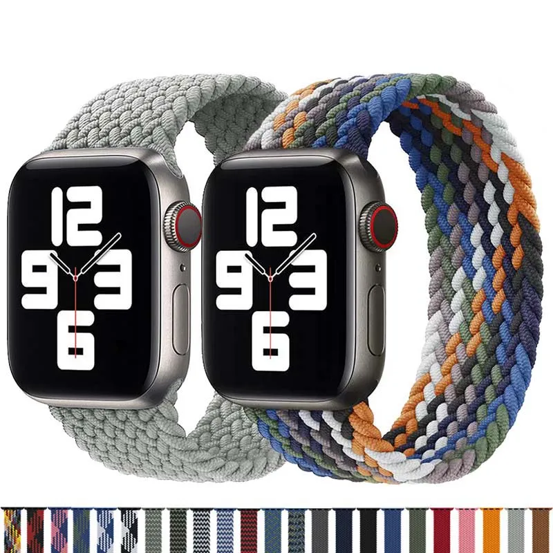 Correa de tela de nailon trenzada para Apple Watch, pulsera elástica de 44mm, 40mm, 38mm y 42mm para iWatch Series 6 SE 5 4 3, 2020
