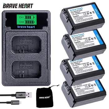 

4Pcs 2000mAh NP-FW50 NP FW50 Battery + LED USB Dual Charger for Sony Alpha a6500 a6300 a7 7R a7R a7R II a7II NEX-3 NEX-3N NEX-5