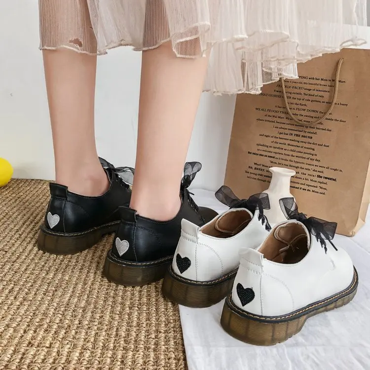 

2019 Autumn New Style British Style round-Toe Lace-up Small Leather Shoes Flat Casual Versatile Retro Small Shoes Women's Fashio