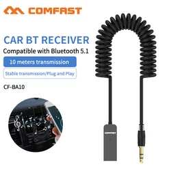 Comfast carro aux adaptador bluetooth sem fio bt5.1 receptor transmissor dongle 3.5mm jack para áudio do carro música microfone handsfree
