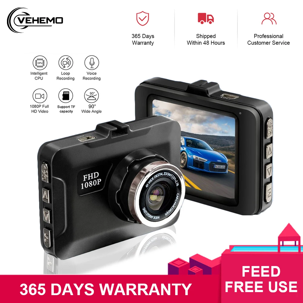 Автомобильный видеорегистратор veheo 2 дюйма HD экран 1080P ночное видение широкий