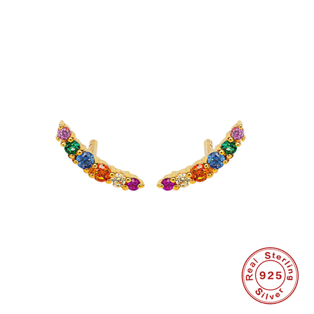 925 Sterling Silver Colored Crystal Hoop Earrings Collection Rainbow Zircon Mosaic Charm Circle Huggie Earrings Jewelry