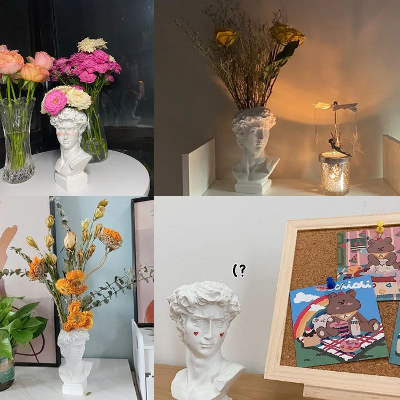 Epoxy Resin Silicone Mold David Head Vase Molds Pot Gypsum Pen Holder Flowerpot Potted Clay Moulds |