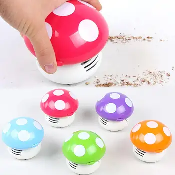 

Mini Cartoon Mushroom Shape Desk Table Corner Dust Vacuum Cleaner Sweeper Dirt Removal Office Home Desktop Cleaning Brush