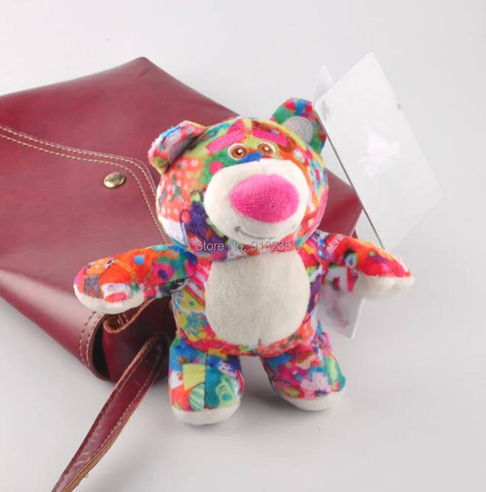 20/Lot Flower Strawberry Bear 14CM Plush Keychain Doll Pendants Stuffed Toy