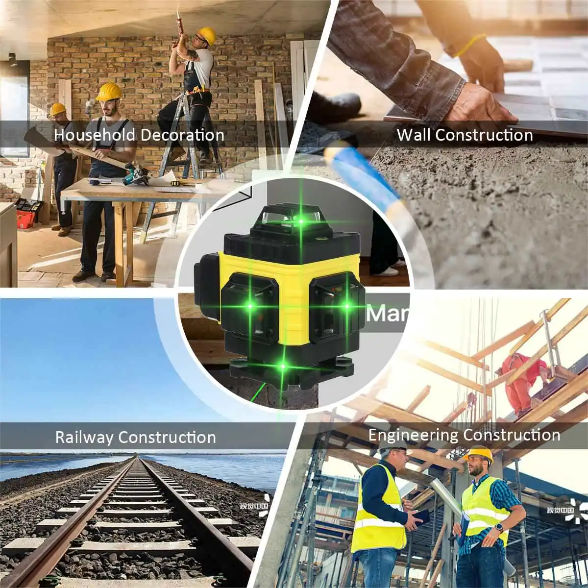 ZEAST 16 Lines 4D Laser Levels Green Self-Leveling 360 Horizontal&Vertical Powerful Green Beam Hanging with Bracket/Tripod