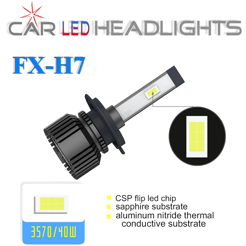 FX-H7 светодиодный автомобильные лампы для передних фар, мини размер 85 Вт 5500K 18200Lm, H1 H3 H4/HB2 9005 HB3 9006 HB4 H11/H8/H9 880 881 H27