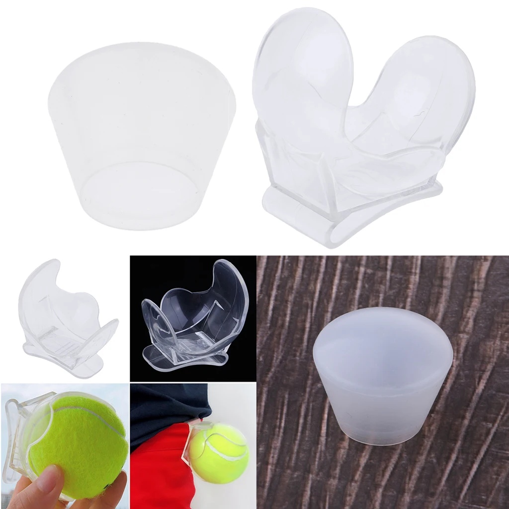 Premium Tennis Ball Holder Waist Clamp Clip with Racket End Cover Grip Clear Tennis Vibration Dampener Absorber