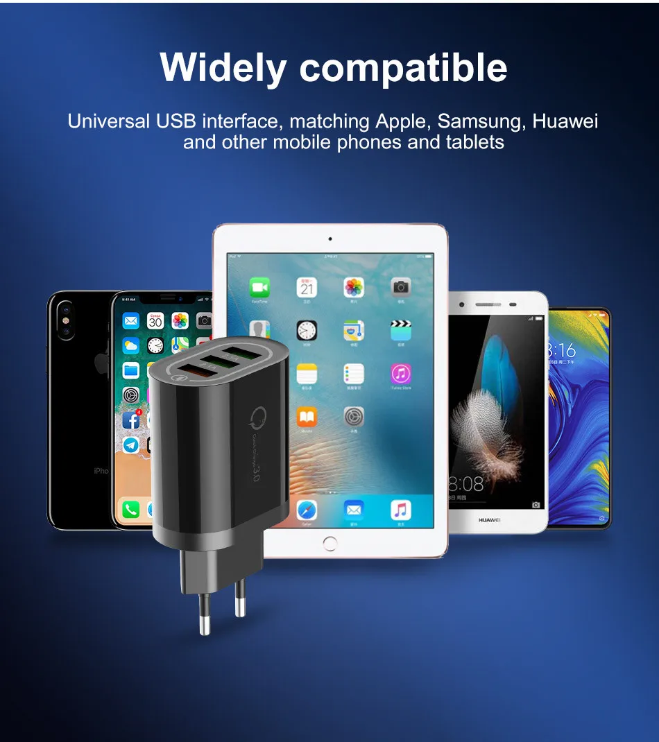 Зарядное устройство USB Quick Charge 3,0 для iPhone X XS XR 8 7 настенное зарядное устройство для телефона Быстрая зарядка для samsung huawei Tablet QC 3,0 зарядное устройство