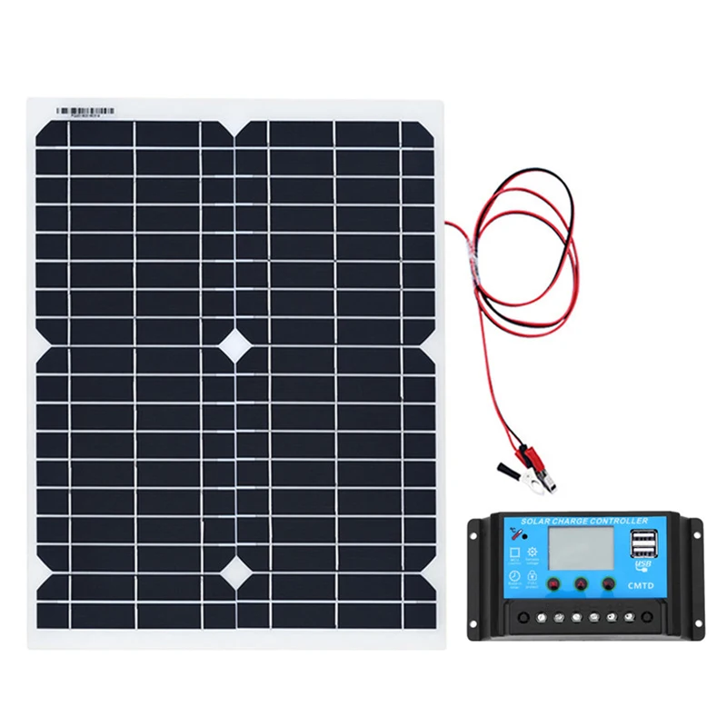 20W Portable Solar Powered Panel Solar Charge Controller