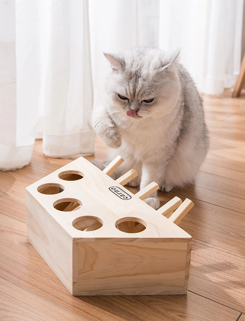 Cat Hunt Gophers Toy Chase Mouse Wooden Interactive intelligent pet Game Tease Cat Toys Pet Hit