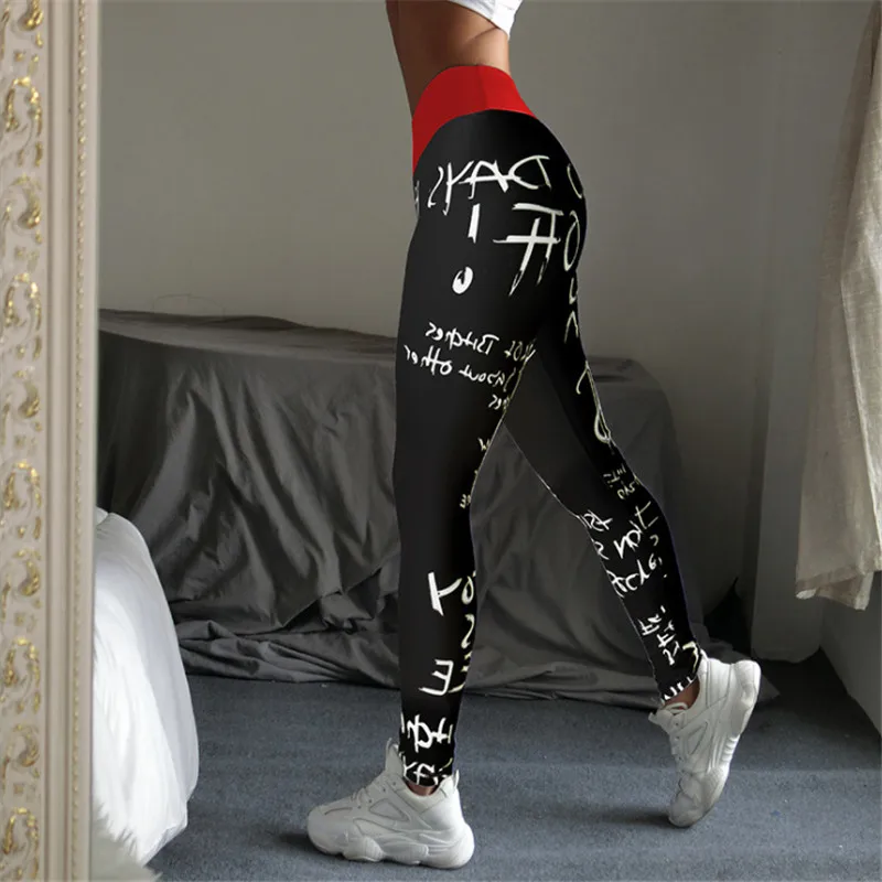Леггинсы для спортзала женские штаны для йоги для фитнеса эластичные колготки для бега с высокой талией с принтом пуш-ап спортивные Леггинсы женские Леггинсы для йоги