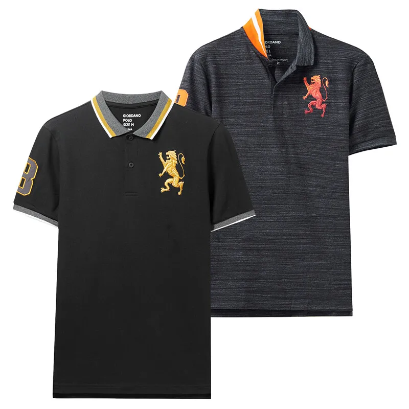 Giordano поло мужское slim fit футболка Polo с короткими рукавами и принтом рубашка груди выполнена из хлопка и спандекса рубашка поло мужская - Цвет: 20Black