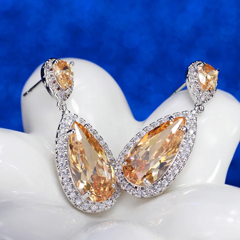 Pera Classic Big Water Drop AAA+ Cubic Zirconia Silver Color Luxury Wedding Bridal Long Dangle Earrings Jewelry for Brides E633 - Image 5