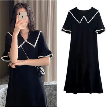 

Summer small fresh maternity dress solid color stitching dress fashion breastfeeding dress maternity dress fashion dress