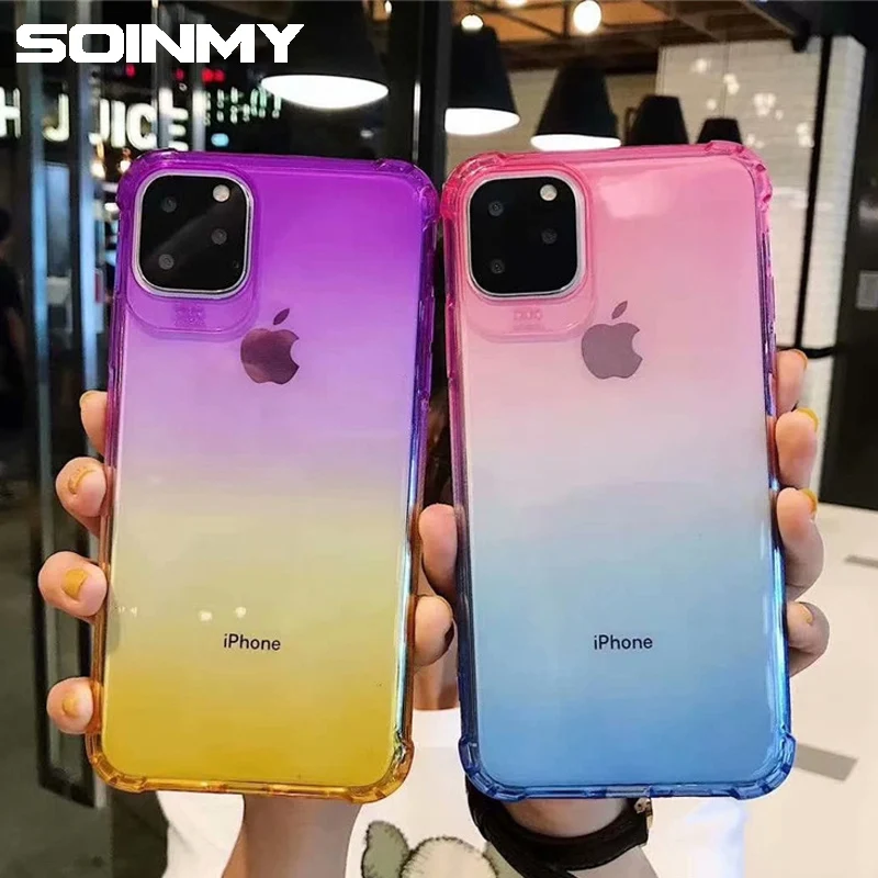 

Shockproof Transparent Soft TPU Case For Iphone 11 11 pro 11 pro max Rainbow Gradient Clear Phone Cases For iphone 11 2019 Cover