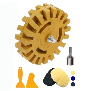 

GTBL Decal Remover Rubber Eraser Wheel Tool with Drill Adapter 4 Inch Drill Attachment 2 Pieces Hanging Boards and 1Piece Rag fo