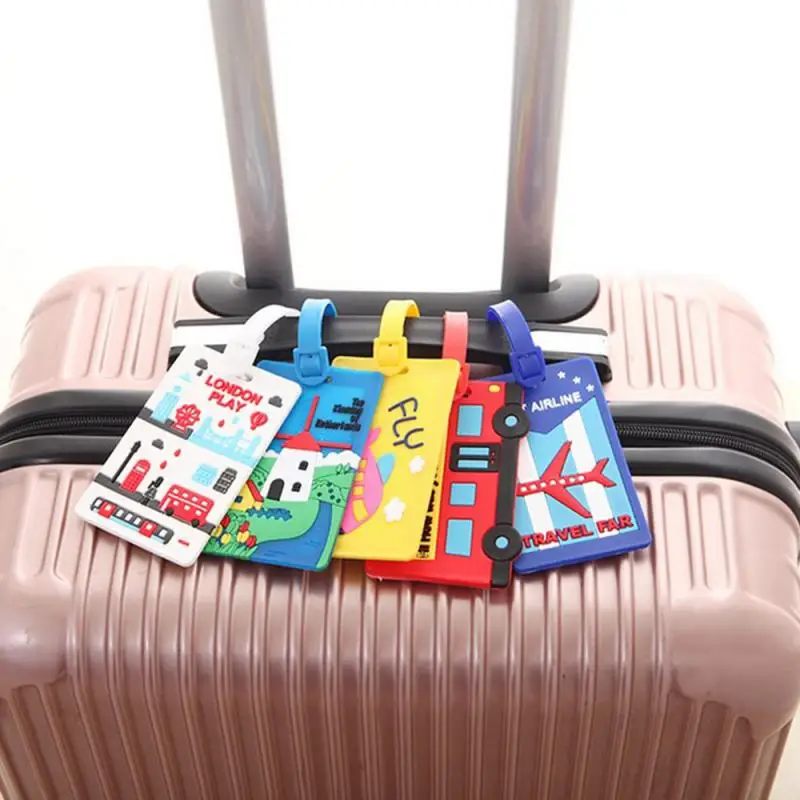 

Kawaii Stitch Doraemon Suitcase Luggage Tag Cartoon ID Address Holder Baggage Label Silica Ge Identifier Travel Accessories