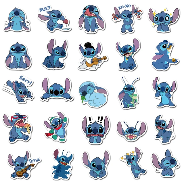 50PCS Disney Lilo Stitch Stickers Cartoon Kids Cute Anime Stickers Kawaii  Luggage Notebook Scrapbooking Sticker