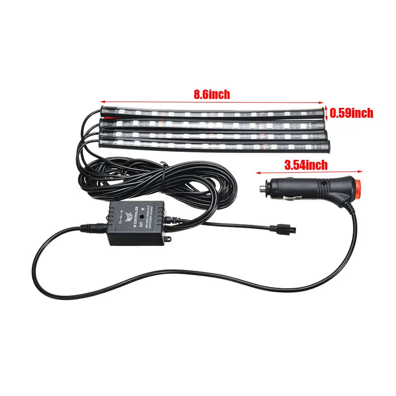 Mayitr, 4 шт., DC12V 5050SMD 12LED RGB, неоновый светильник для салона автомобиля+ пульт дистанционного управления, 16 цветов