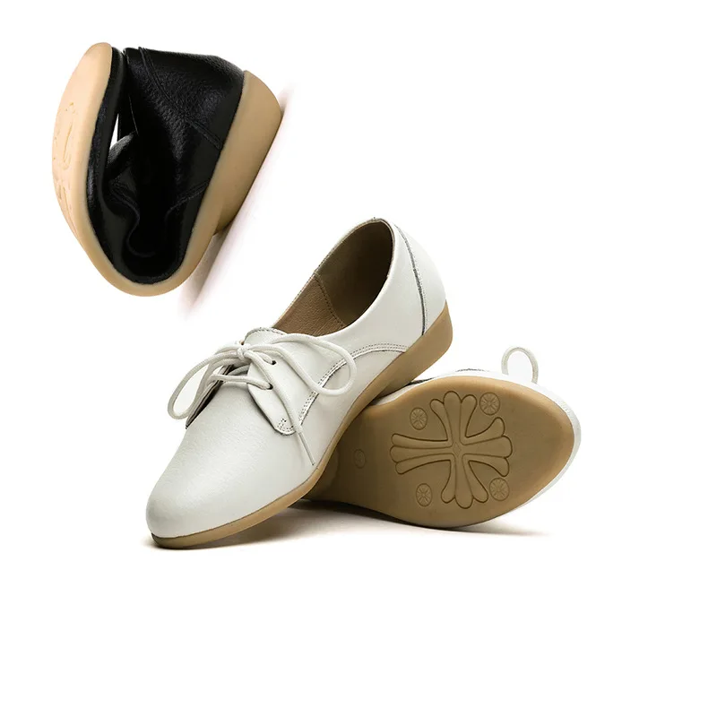 

Autumn And Winter New Style Versatile Genuine Leather Cowhide Lace-up Shoes Flat Small Leather Shoes Flat Heel College British S