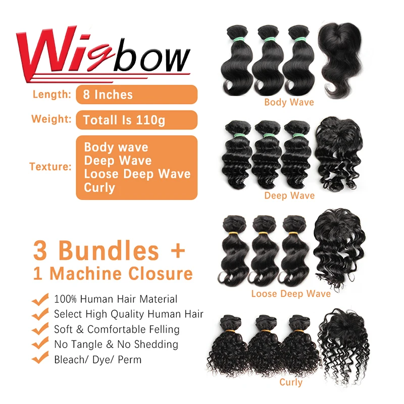Short kinky curly bundles with closure human hair brazilian curly hair bundles with machine made